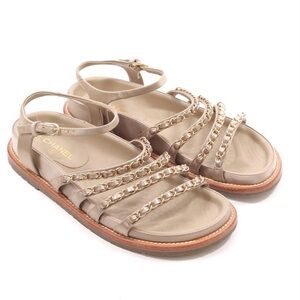 Chanel Beige Chain Strap Sandals
